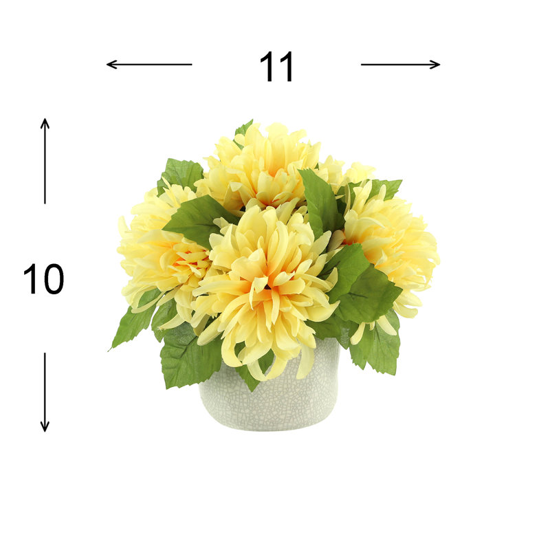 Spider Mum Arrangement in Ceramic Pot, Yellow