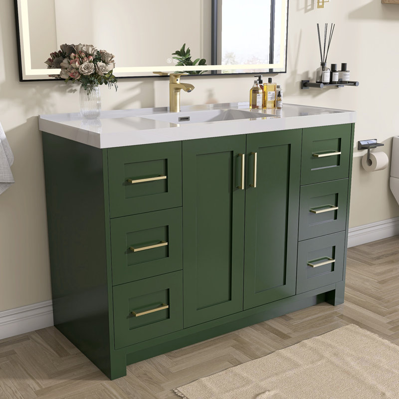 Meuble-lavabo autoportant 48 po Rosaleta, Vert