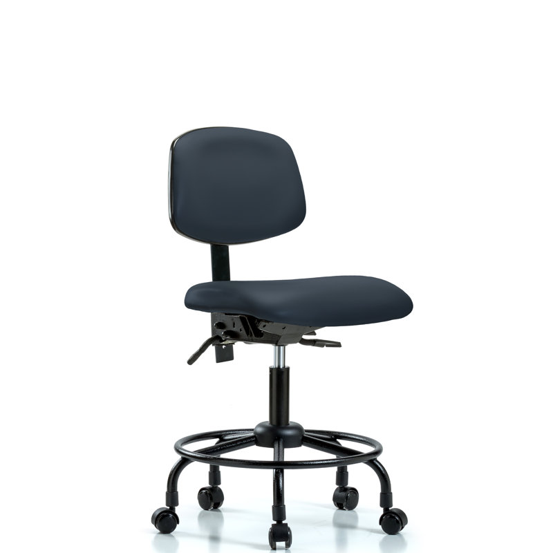 Kacey Vinyl Drafting Chair, Casters, Imperial Blue, Not Included