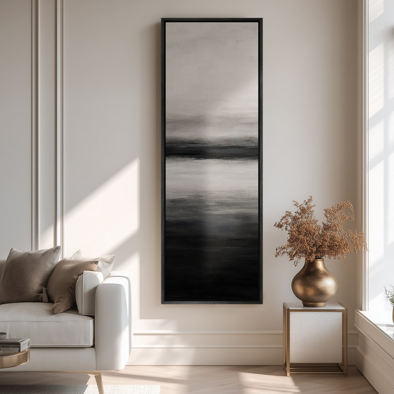 Art mural sur toile grand encadré, impression de paysage abstrait minimaliste , H 60 po x l 20 po, Noir
