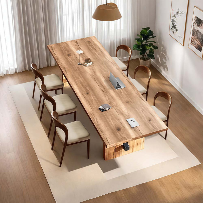 Ensemble de 6 tables de salle à manger à double piédestal en bois massif, H 29,53 po x L 78,74 po x l 31,5 po
