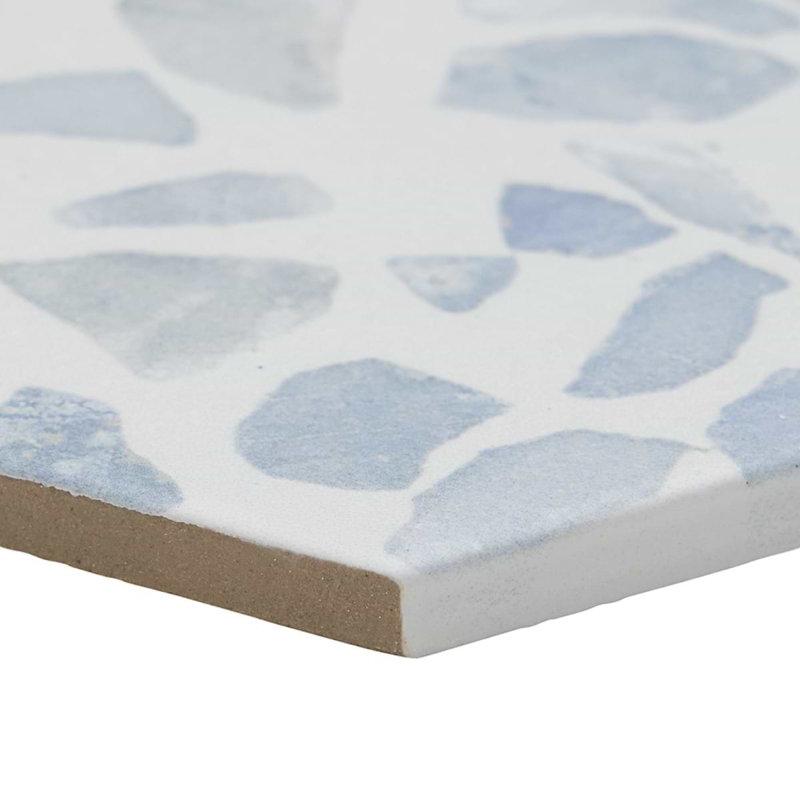 Terrazzo 9" Hexagon Matte Terrazzo Look Porcelain Tile, Hex Blue