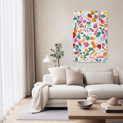 Sweet Berry Garden Colorful Playful Vibrant Cherry Fruit Nature Wall Art Print
