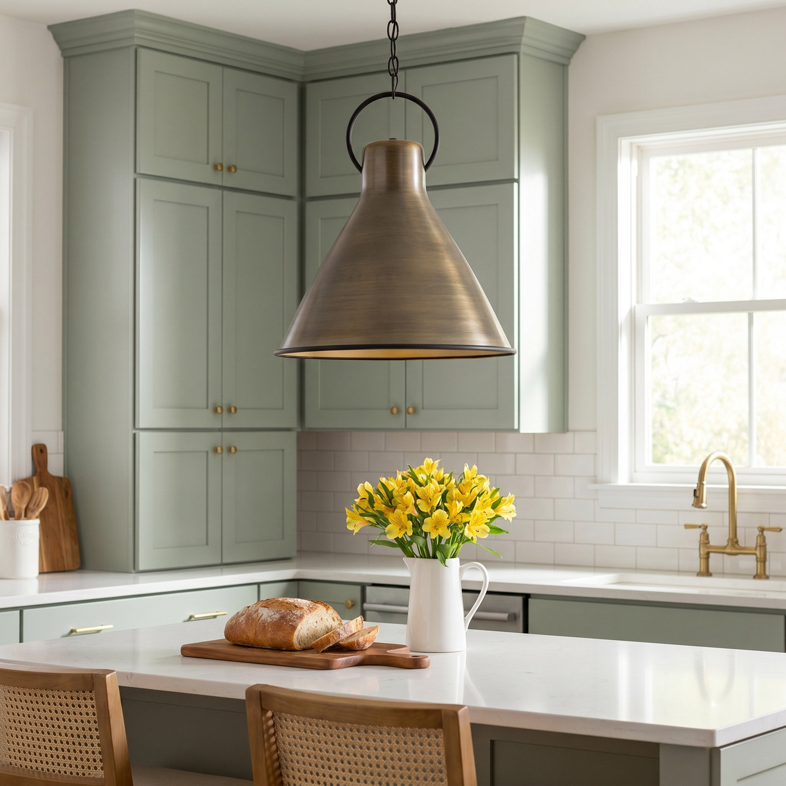 Dax Single Light Metal Dimmable Pendant, Aged Zinc, 21.5" H x 18" W x 18" D