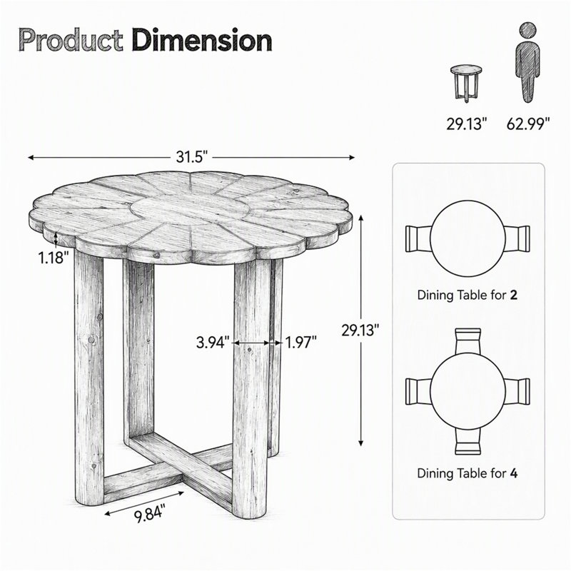 with Solid Wood Base Dining Table