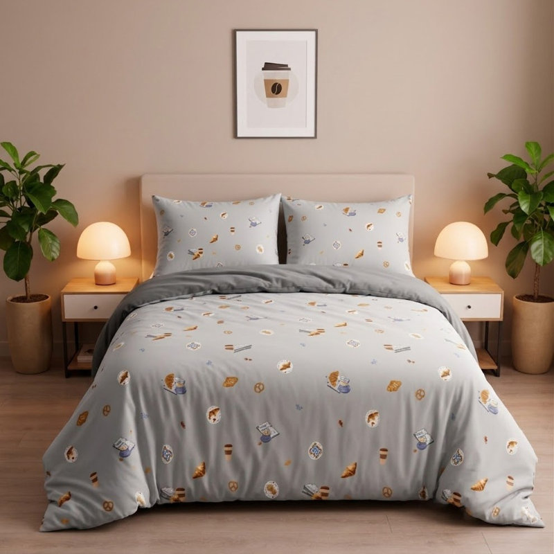 MXM FUN DUVET SET CROISSANT CAFE GREY, King
