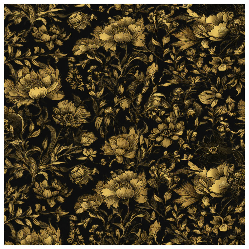 Édredon doré à motif floral, Très grand lit