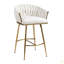 Tabouret de bar 26 po à hauteur de comptoir en velours pour îlot de cuisine avec dossier ondulé à la main, base chromée et repose-pieds-1092506752