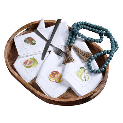 Cotton Embroidered Hemstitched Dinner Napkins– Perfect for Weddings, Thanksgiving, and every gathering - 18x18 inch