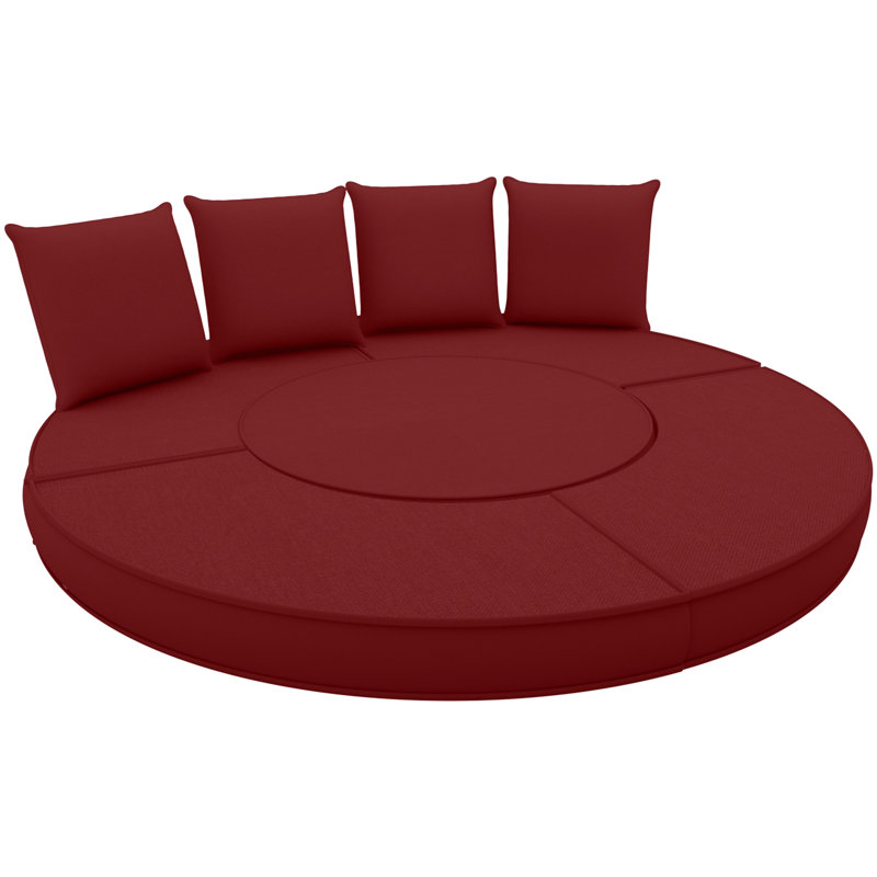 66" Outdoor Daybed Cushion Waterproof Replacement Round Bed Cushion, Red