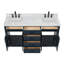 Meuble-lavabo double en bois massif de 66 po avec plateau en marbre de Carrare de 1,5 po Thornaby-1047605995-1008703726