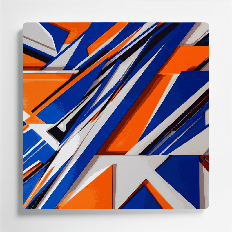 «Geometric Abstraction 9», art mural en métal bleu, H 12 po x l 12 po