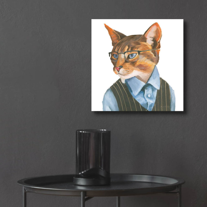 Art mural en verre Cattitude 4 'par Myles Sullivan, H 12 po x l 12 po x P 0,13 po