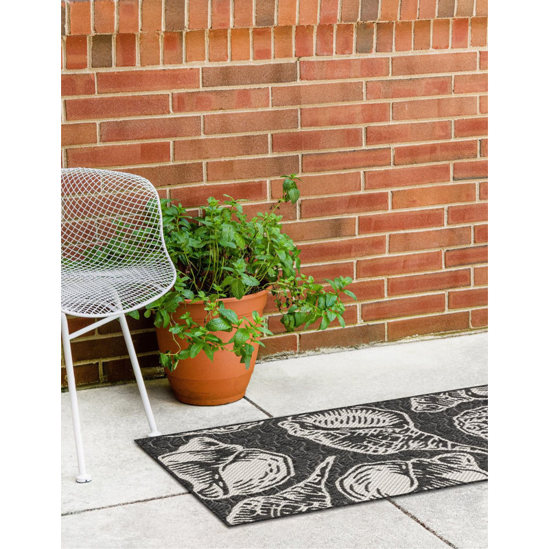 Tapis noir et blanc Contemporary, Tapis de couloir 2 pi x 5 pi 1 po