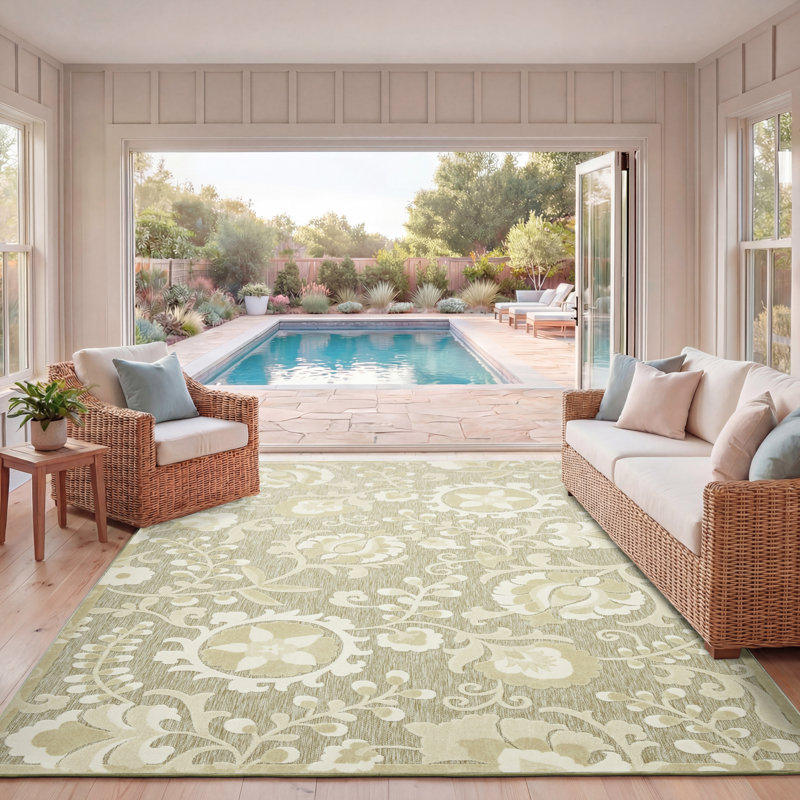 Villem Ivory Sage Farmhouse Rug, Rectangle 7'10" x 10'6"