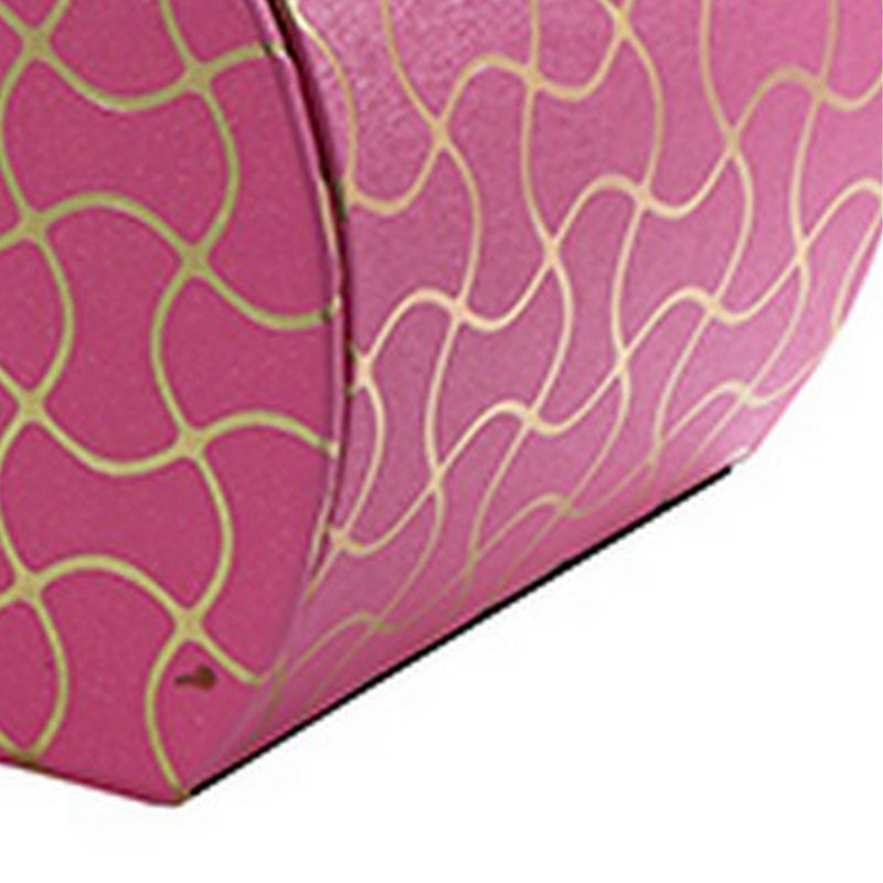 Boîte à bijoux de voyage avec rangement à 2 tiroirs et motif texturé ondulé, rose