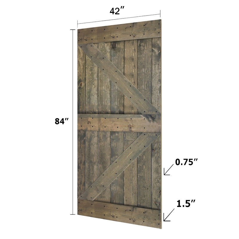 Panneau de bois massif peint avec trousse de quincaillerie d'installation, Tonneau vieilli, 42 po x 84 po x 1,5 po