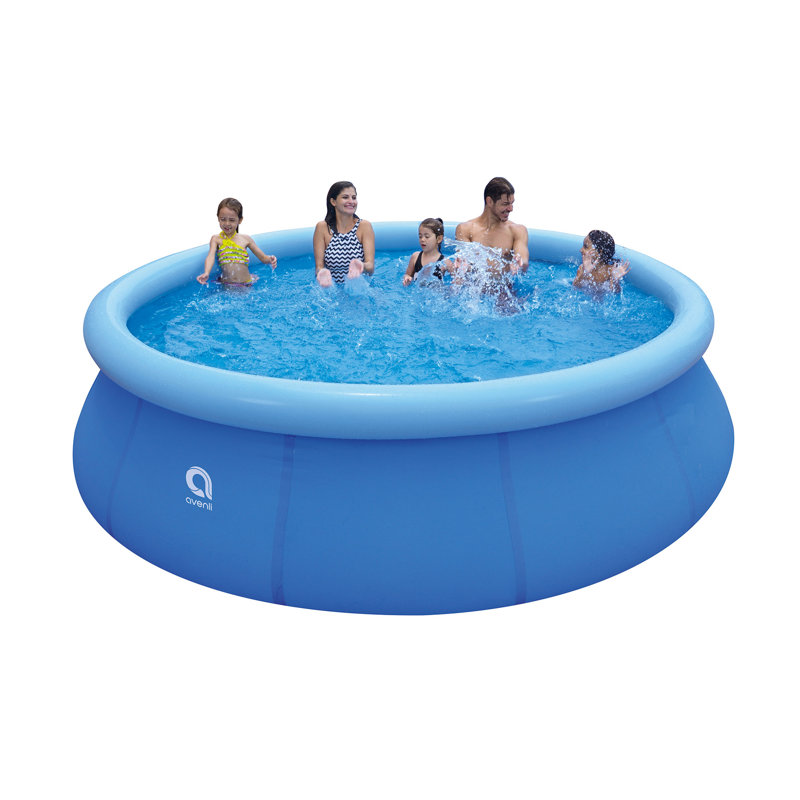 JLeisure Prompt Set Inflatable Outdoor Backyard Swimming Pool, 12' W x 30" H, Navy