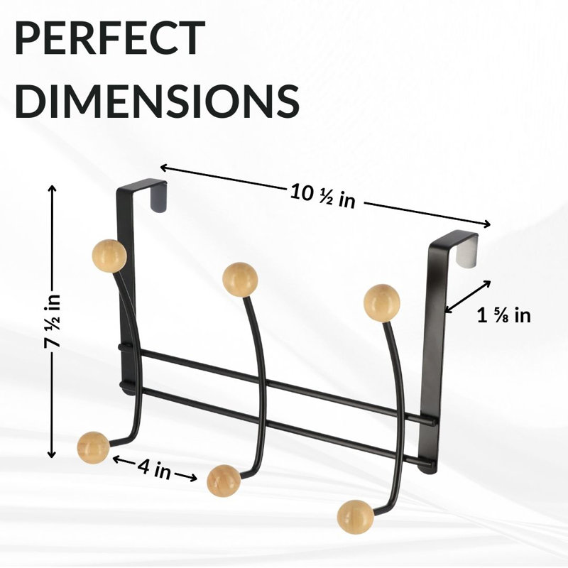 6-Hook Over-the-Door Hook Rack, Black/Natural