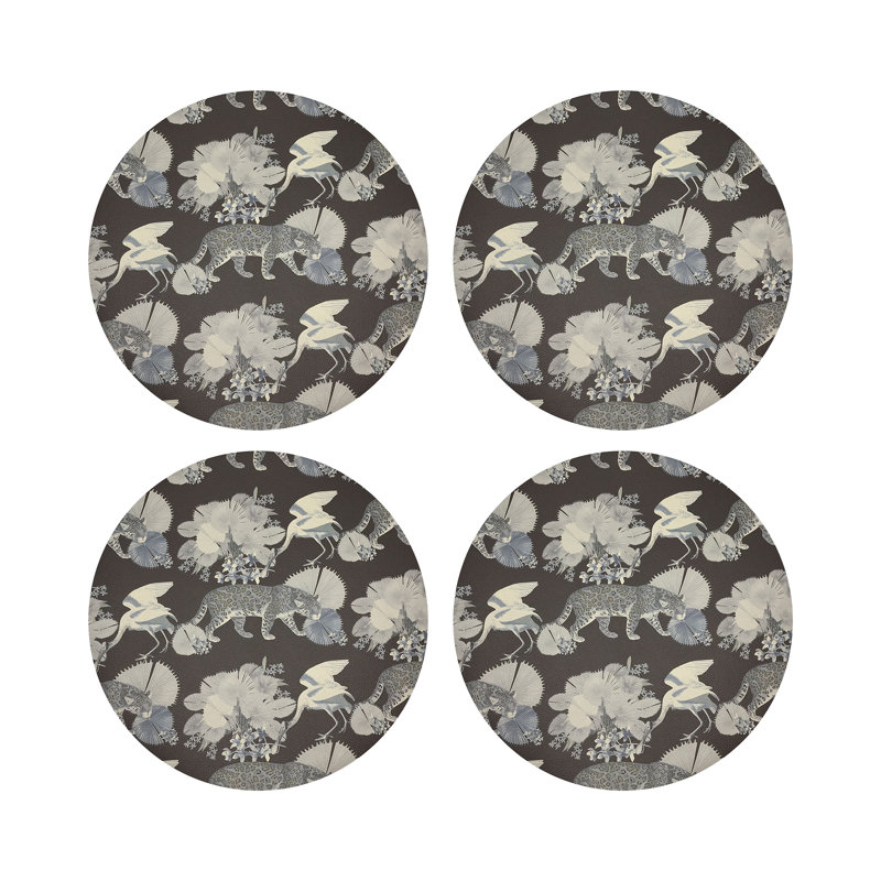 Leopard Walk Pebble 16" Vinyl Placemat, Chocolate