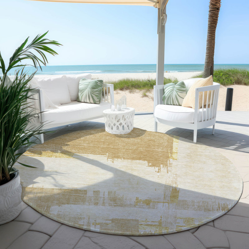 Kaylani Washable Abstract Indoor / Outdoor Rug, Round 8'