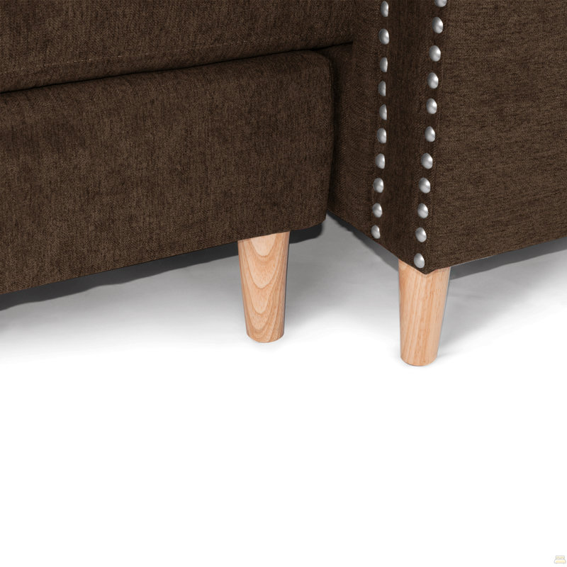 Ensemble modulaire réversible avec 2 coussins décoratifs brun clair, Velours havane