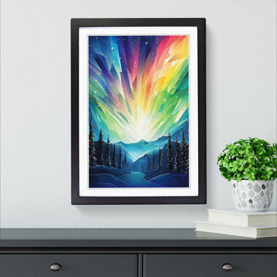 Northern Lights Geometric - Single Picture Frame Print on Wood