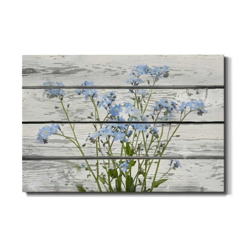 «Forget-Me-Nots on Wood», impression sur toile impressionniste