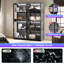 Vitrine RVB avec tablettes réglables en verre trempé, étui de rangement à 4 niveaux avec lumières DEL et portes à pression, tablette moderne pour objets de collection, noir -603044393-596348371