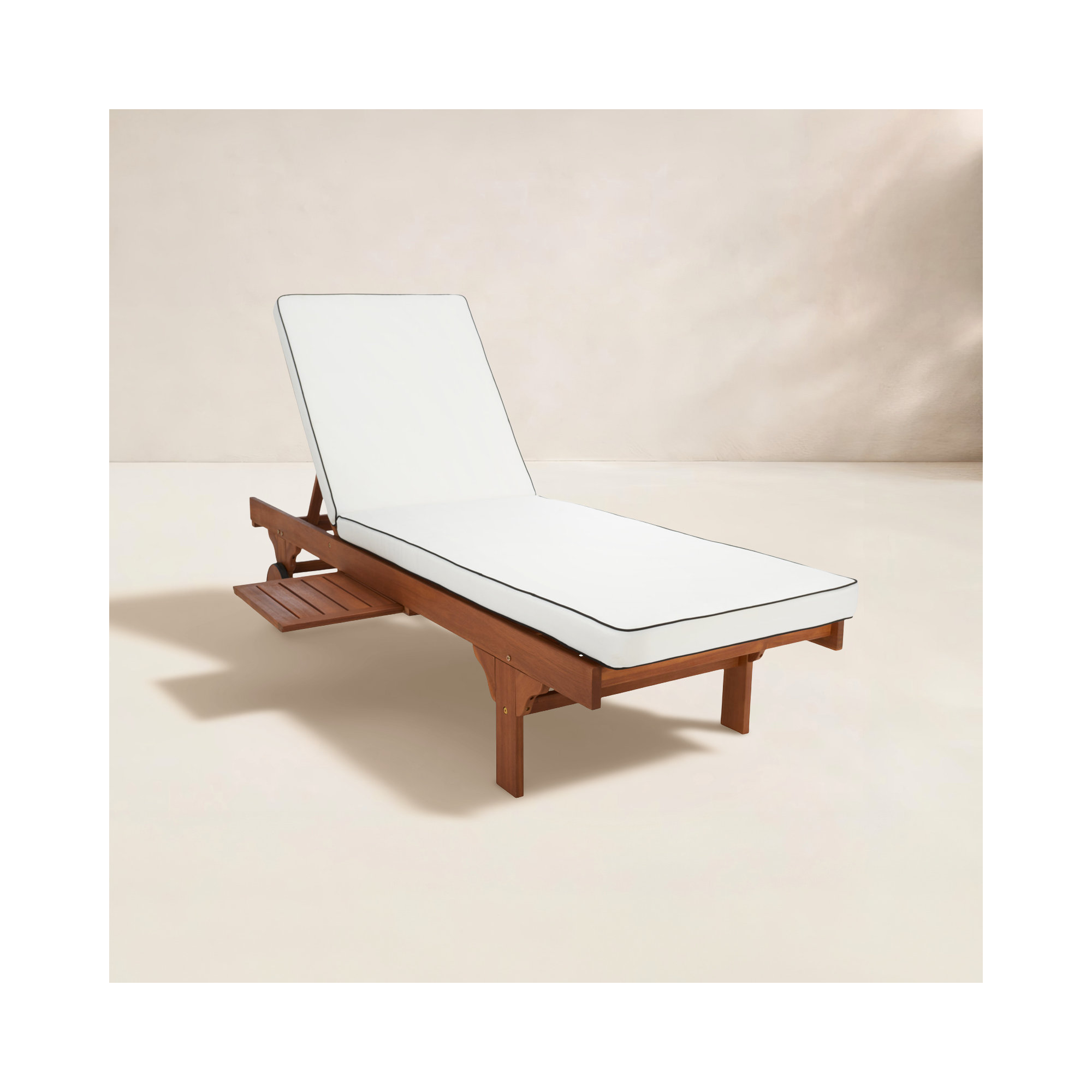 Jivera 25.2'' Outdoor Acacia Chaise Lounge, White