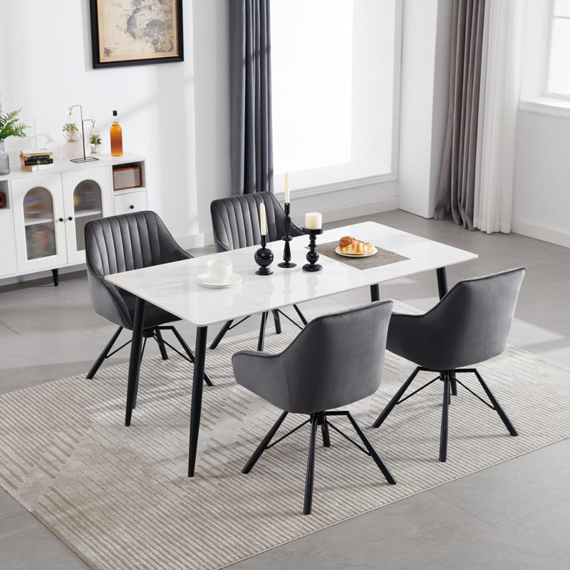 Machado 48.5cm H Velvet Upholstered Metal Upholstered Back Armchair, Dark Grey Velvet