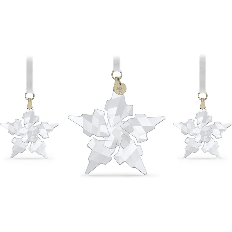 Ornement de Noël, édition 2021 Annuel, festif, ensemble de 3, cristal, Transparent