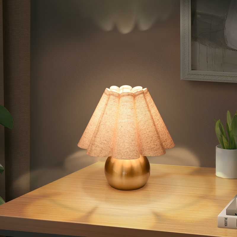 Lampe de table Lenee, Or, Beige, Oui