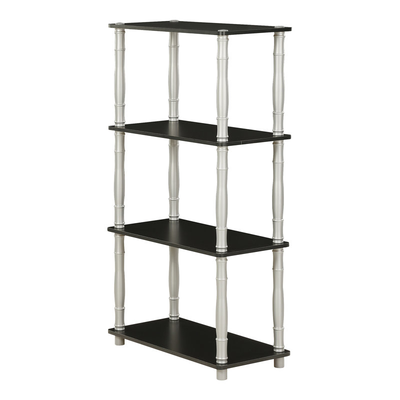 Johnston 4 Tier Toolless Assembly Shelving Unit Bookcase, Black / Grey