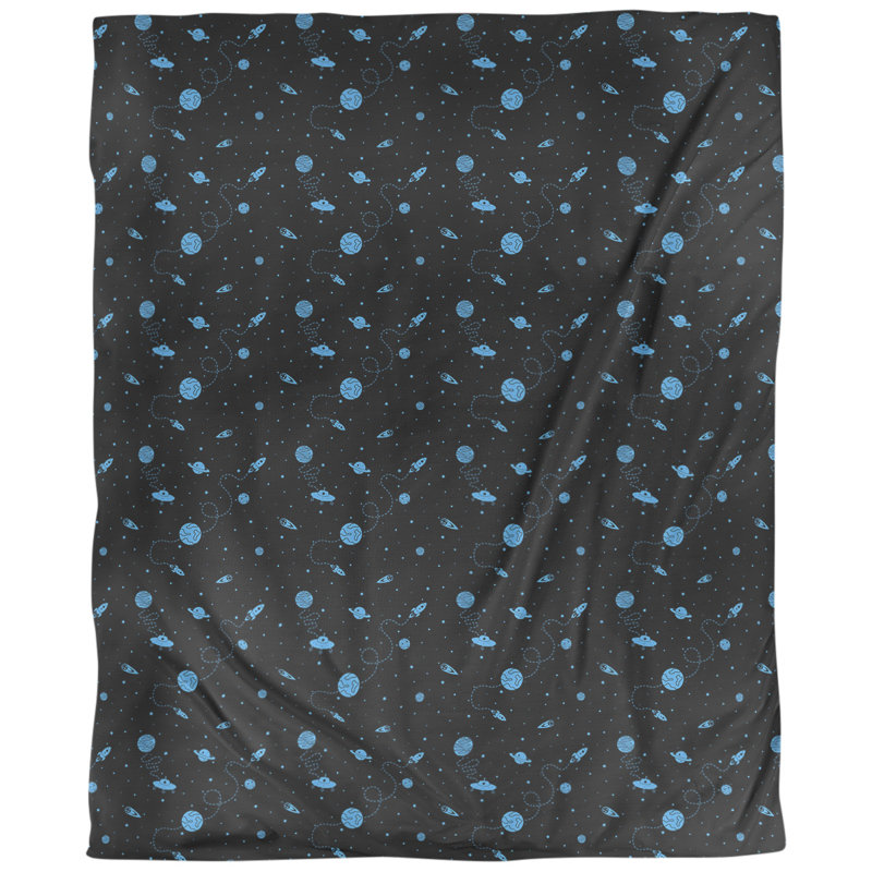 Tissu d’espace extérieur, Noir / bleu, L 56 po x l 36 po, Coton peigné de base