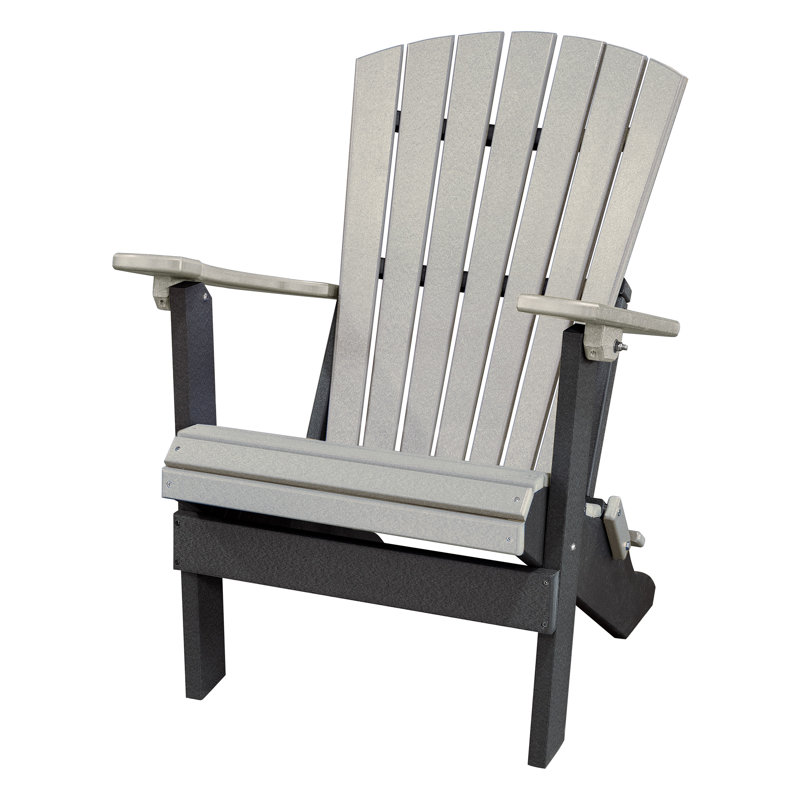 Carla Foldable Outdoor Adirondack Chair, Beige/Gray