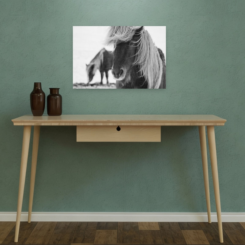 «Windswept Winter Horse Elegant Peaceful Abstract Horse Landscape Nature», art mural, 12" H x 18" W