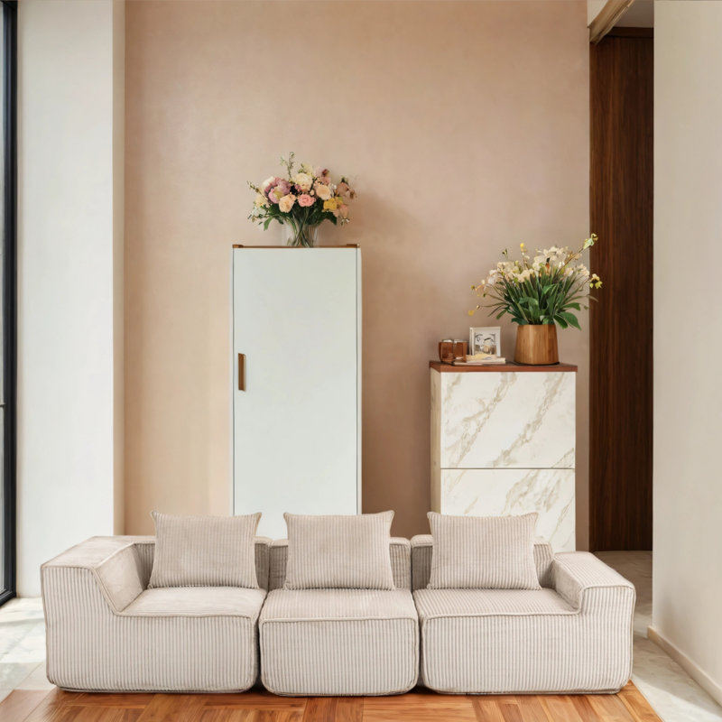 Canapé modulaire en velours, Beige