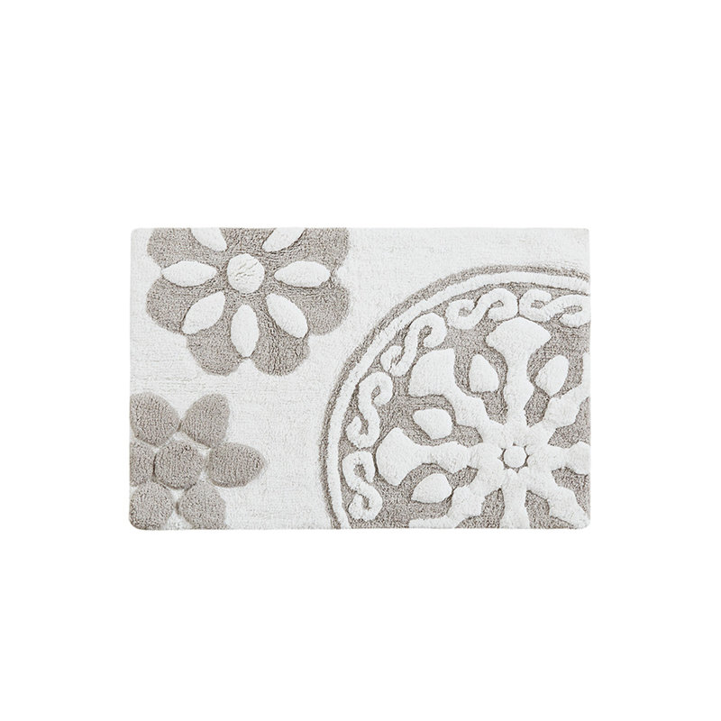 Tapis de bain en coton touffeté à médaillon Intricate, L 25 po x l 25 po