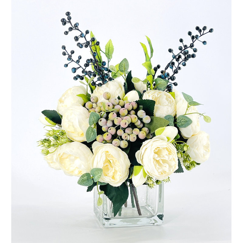 White Peonies/berries/blueberries Arrangement