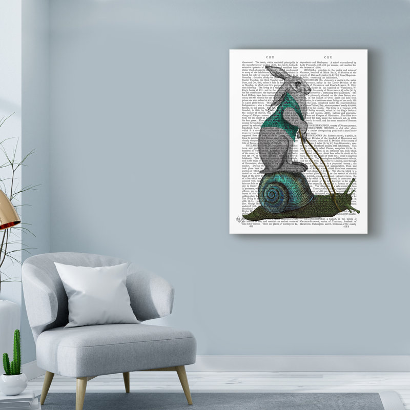 «Hare and Snail», reproduction d'impression sur toile tendue, H 24 po x l 18 po x P 2 po