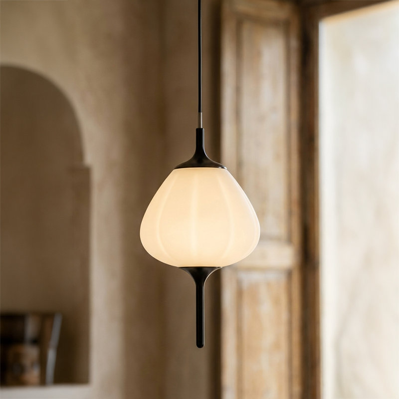 Luminaire suspendu en verre 1 lumière DEL avec hauteur réglable Lecce
