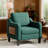29.9" Wide Mid-Century Upholstered Premium Fabric Swivel with Solid Wood Leg-1632515370-1632515541