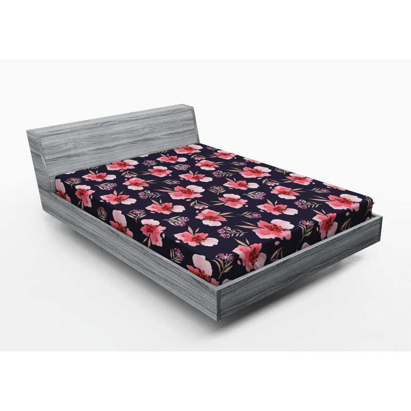 Microfiber Floral Fitted Sheet, Full Fitted Sheet