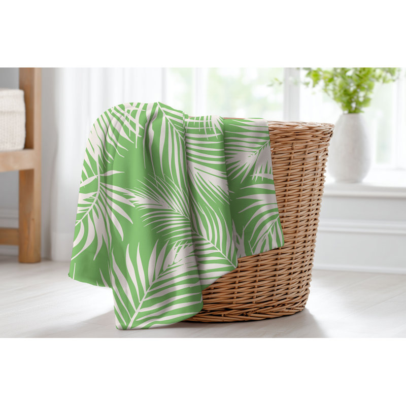Couverture en velours de coton Waving Palms, L 80 po x l 60 po, Vert