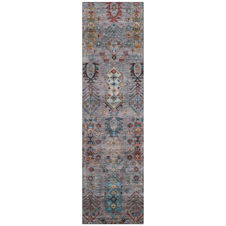 Machine Washable Indoor/Outdoor Xhevrie Gray Rug