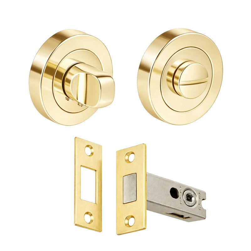 Golden Grace 1 Set Bathroom Toilet Door Thumbturn with Secure Deadbolt Kit Antique Brass Emergency External Release and Durable 57mm Backset - 76mm