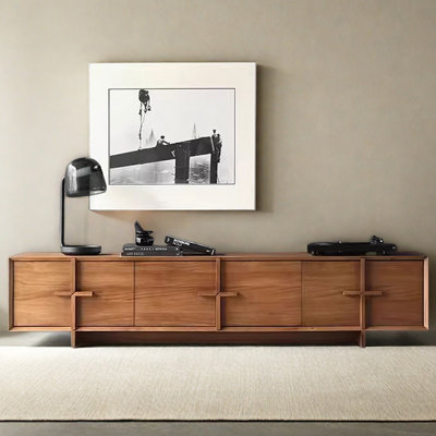 Wabi-sabi style solid wood TV cabinet