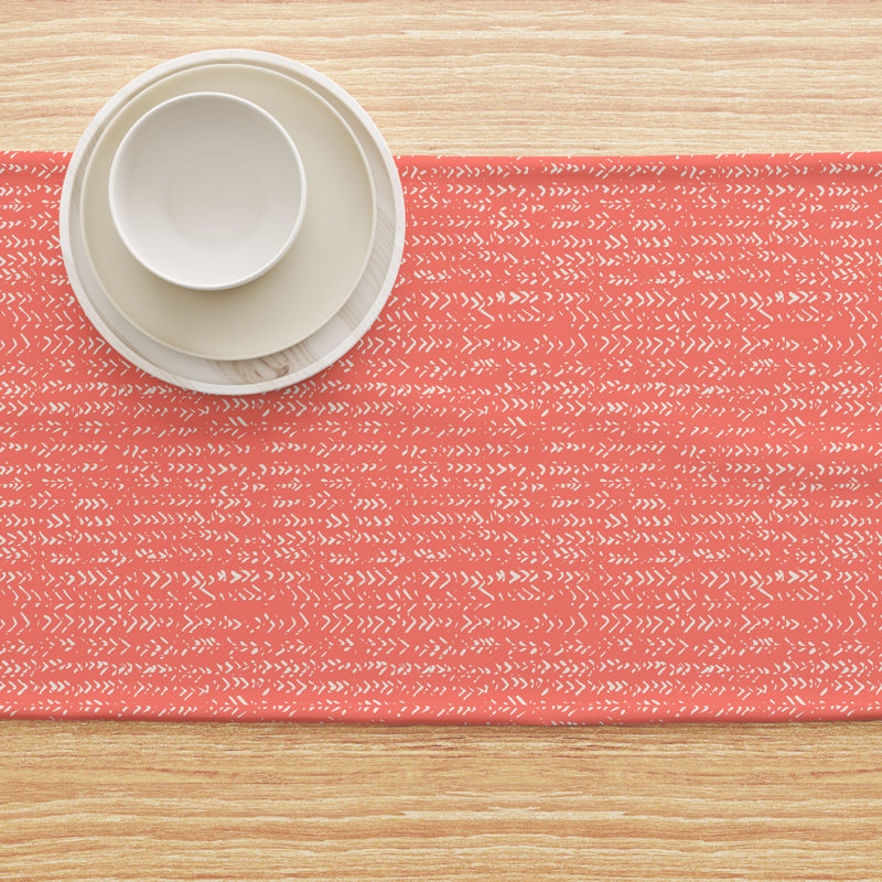 Table Runner, 100% Cotton, 16X108", Coral Batik Design, 90" L x 16" W
