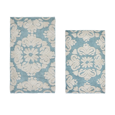 Chemash Premium-Quality 100% Cotton Super Absorbent Machine Washable Bathroom Rug Set